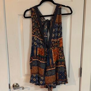 Vici Floral Patchwork Sleeveless Romper size small Boho style